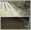 Pair of aluminium folded decks - close up